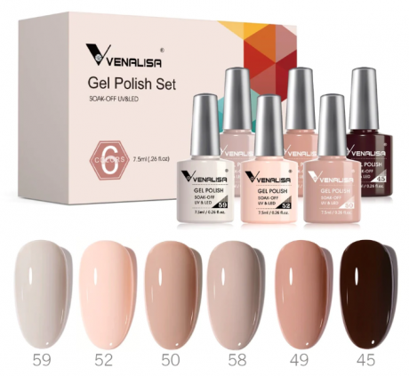 Nude Brown- 6 Colors Gel Polish Set