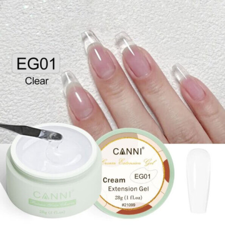 Cream builder gel for building nails CANNI 28 g EG01 transparent