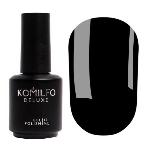 GEL POLISH KOMILFO DELUXE SERIES D001 (BLACK, ENAMEL), 15 ML