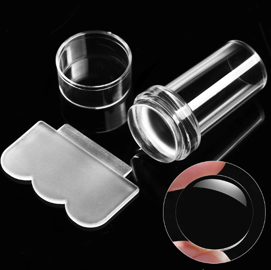 Nail Salon 2.4/2.8cm Pure Clear Jelly Nail Art Stamper Scraper Set Print Silicone Marshmallow Nail S