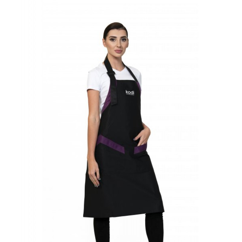 Apron, Color: Black with Purple Inserts, White Logo (long) Kodi Professional